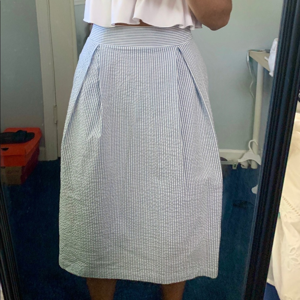 Seersucker midi skirt